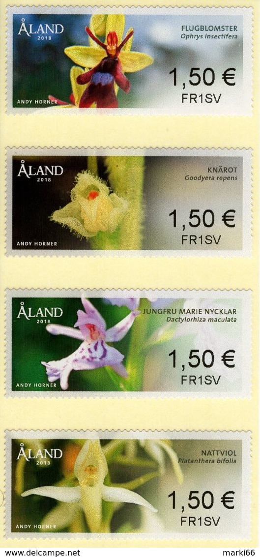 Aland - 2018 - Orchids - Mint ATM Stamp Set - Aland