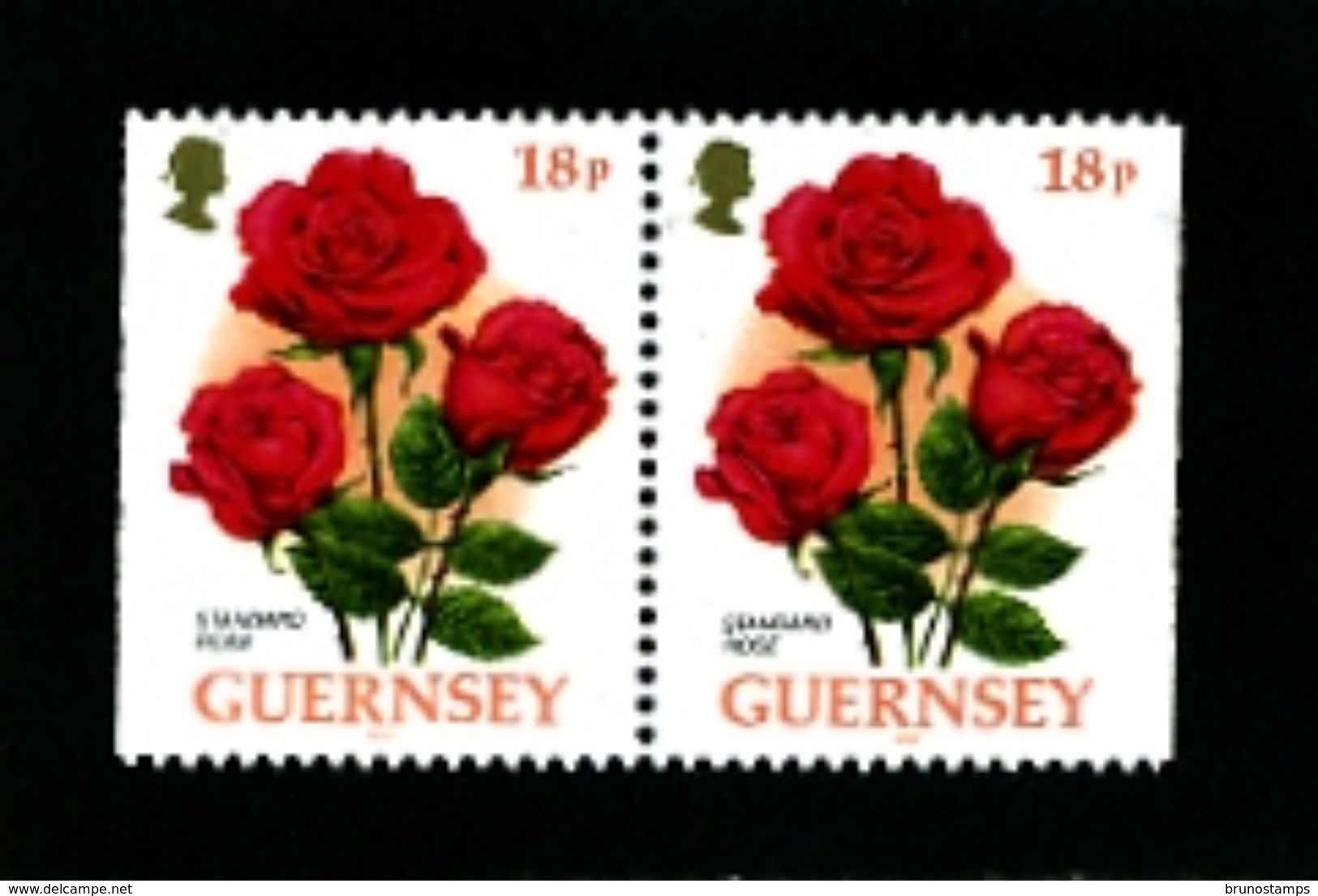 GUERNSEY - 1997  FLOWERS  18p  PAIR  EX BOOKLET  IMPERF  SIDES  MINT NH - Guernesey