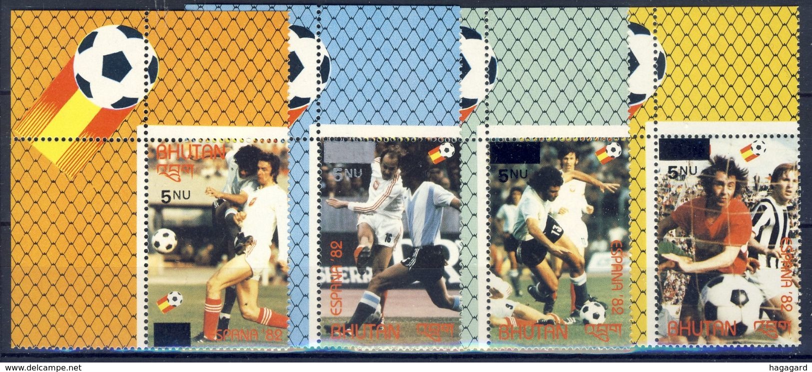 +B1404. Bhutan 1985. Football, Surprints. Michel 919-22. MNH(**) - Bhoutan