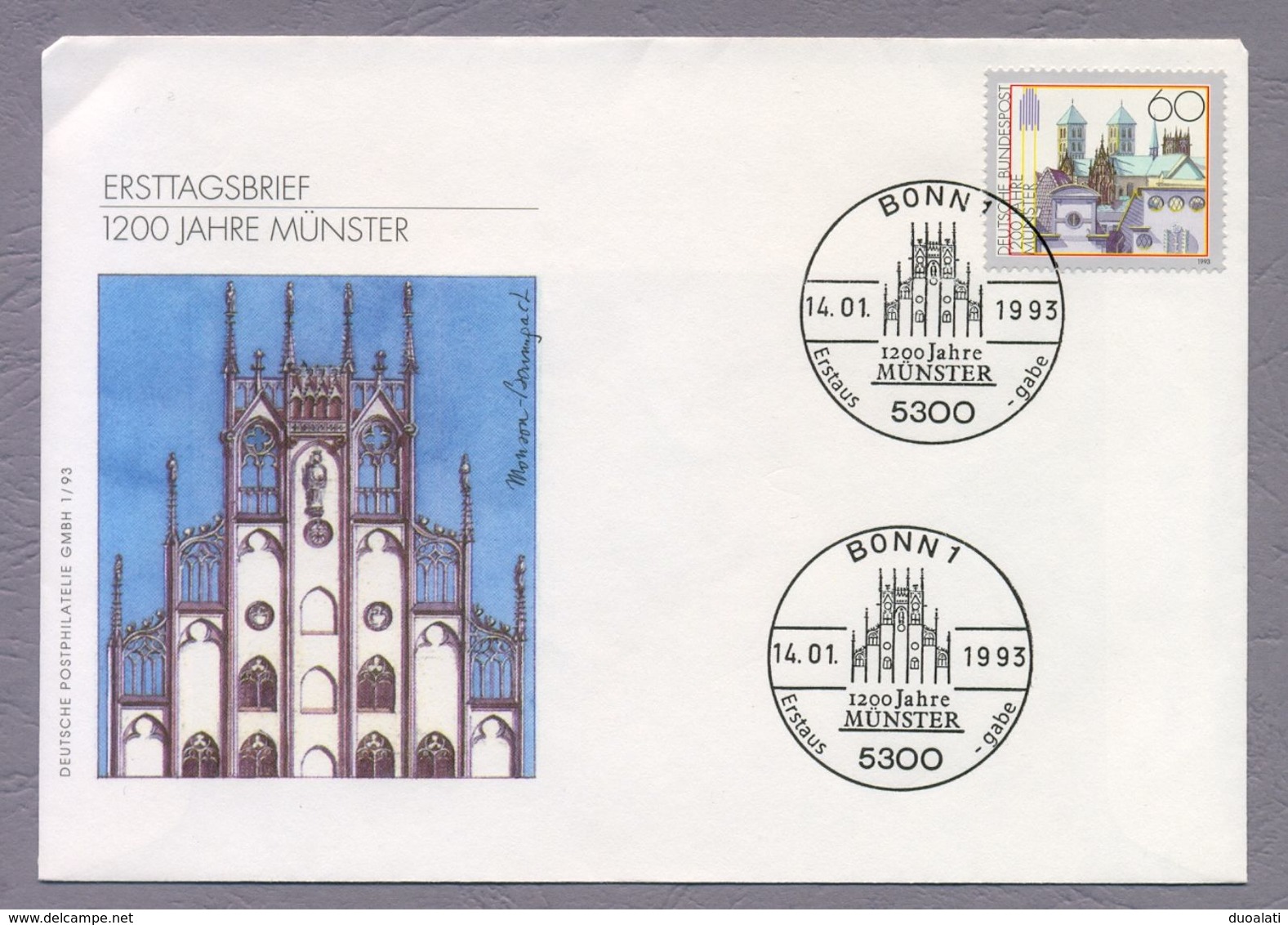 Germany Bund 1993 FDC 1200 Jahre Münster 450 Th Anniversary Of Münster Church - Other & Unclassified