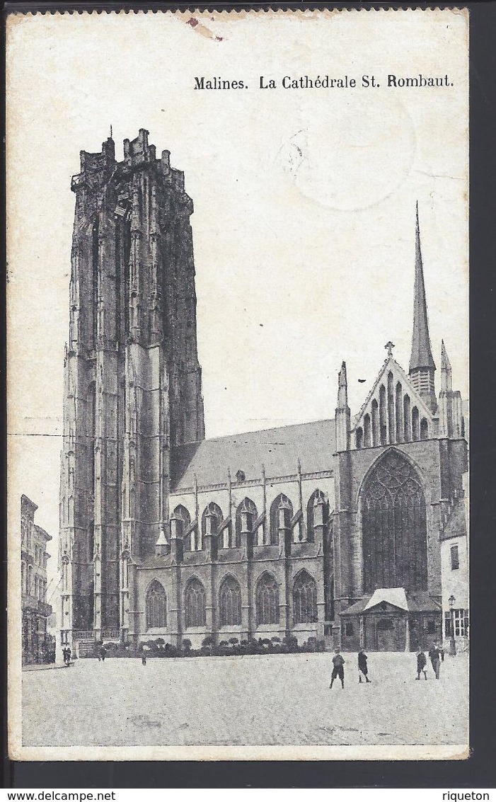 BELGIQUE - Corresp. De Soldat Vers Amsterdam Sur CPA "Malines, La Cathédrale" Cachet 1 Kompagny Landsfurm Batl. Munster. - Prisonniers