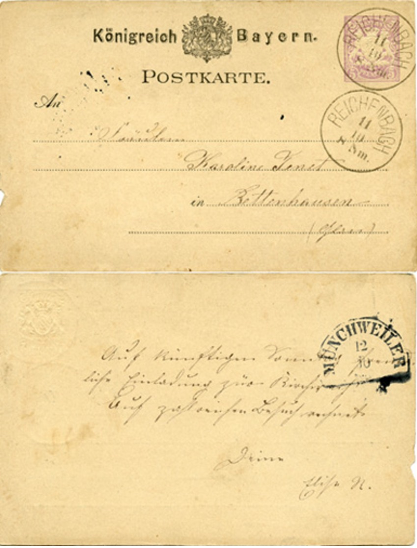 (Lo1878) Altdeutschland Ganzs. Bayern St. Reichenbach N. Bettenhausen Hinten Hk. St.Münchweiler - Other & Unclassified