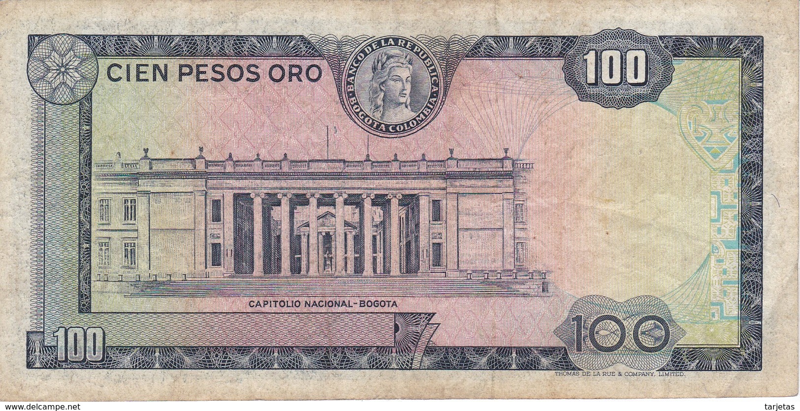 BILLETE DE COLOMBIA DE 100 PESOS DE ORO DEL AÑO 1974  (BANK NOTE) - Colombie