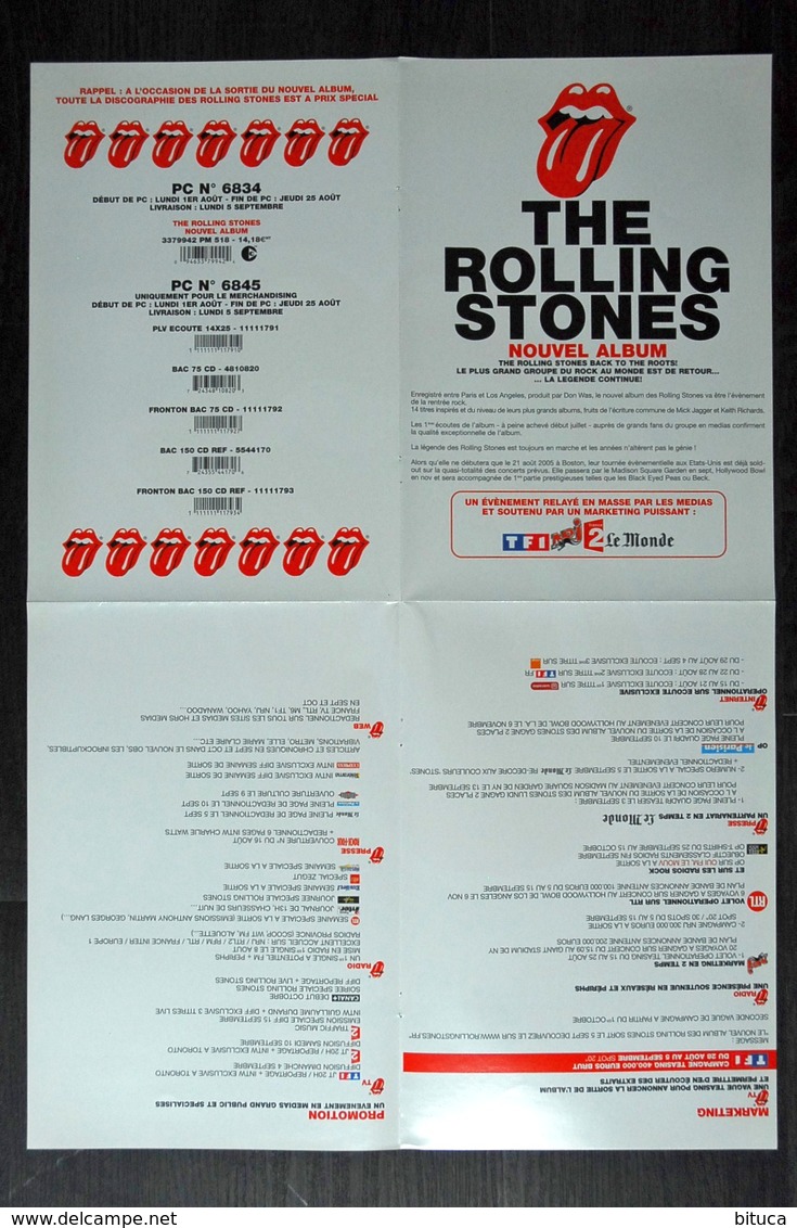 PLAN MEDIA BON DE PRECO AFFICHE PLIEE FORMAT 60X40 THE ROLLING STONES TRES BON ETAT RARE - Plakate & Poster