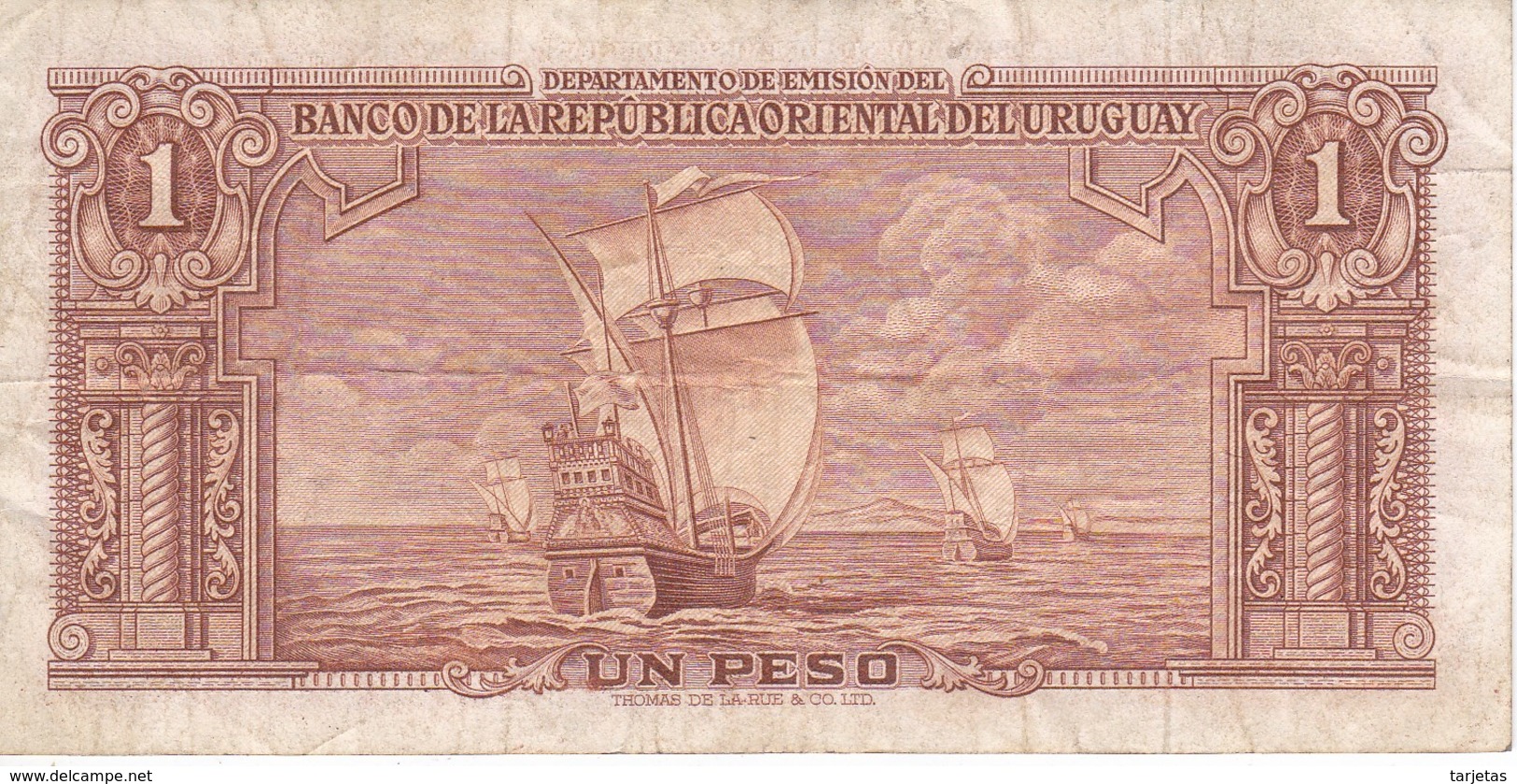 BILLETE DE URUGUAY DE 1 PESO DEL AÑO 1939 DIFERENTES FIRMAS (BANKNOTE) - Uruguay