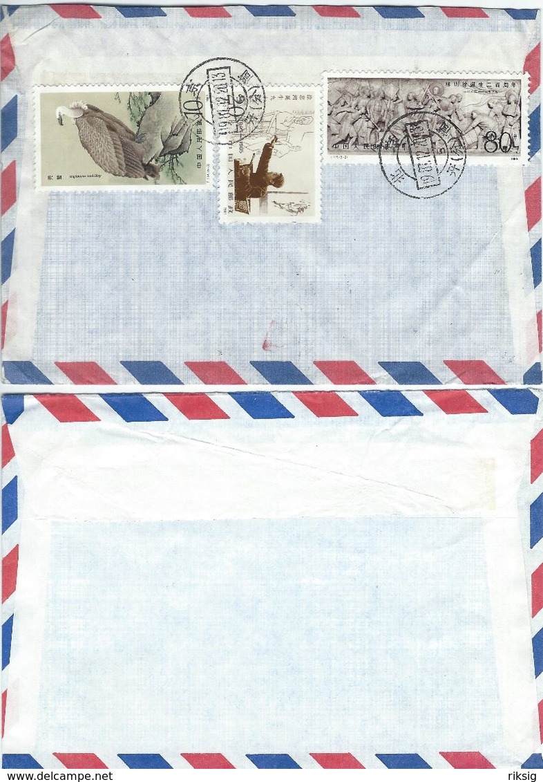 China  Airmail  .2  Covers Sent To Denmark.  H-1329 - Poste Aérienne