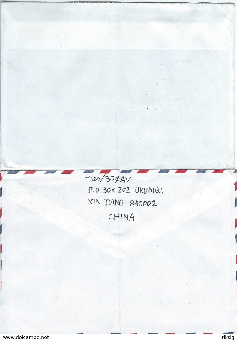 China  Airmail  .2  Covers Sent To Denmark.  H-1330 - Posta Aerea