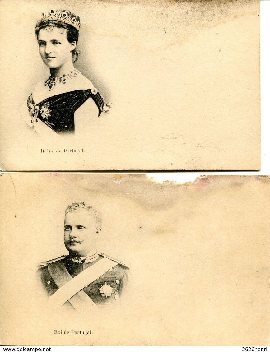 2 CPAs Portugal, Reine Amélie D'Orléans Et Roi Charles 1er De Portugal - Familles Royales