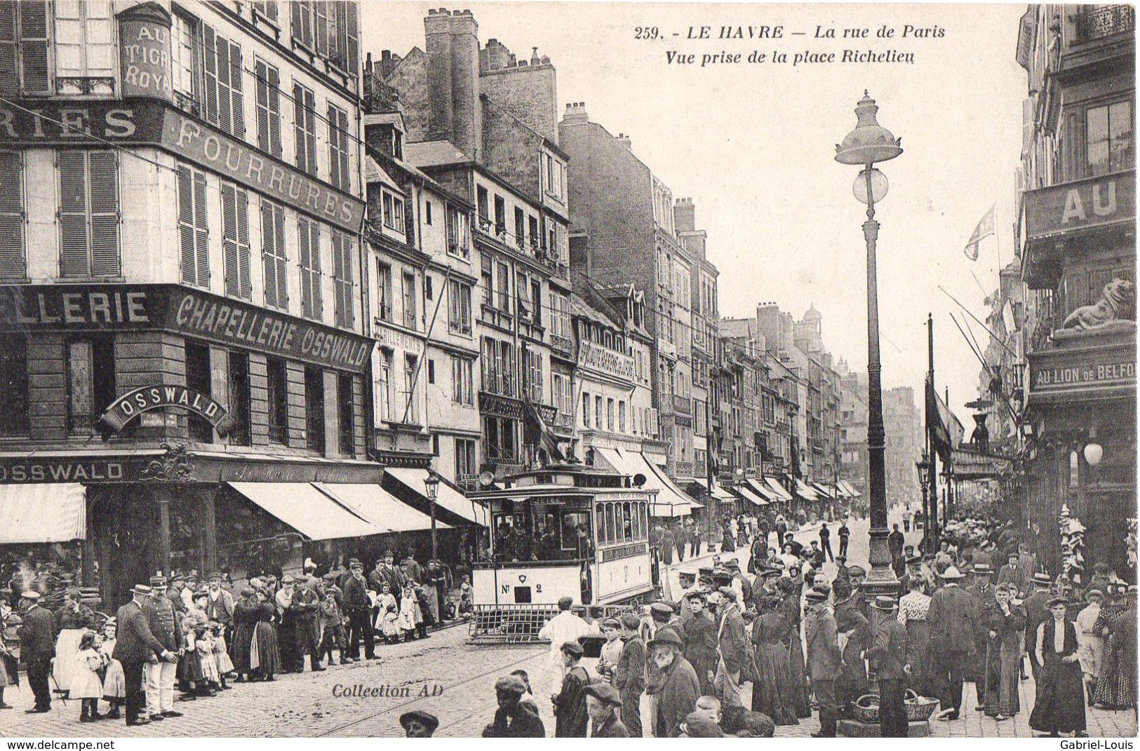 Le Havre - La Rue De Paris Vue Prise De La Place Richelieu - Envoyée En 1909 - Tram - Zonder Classificatie