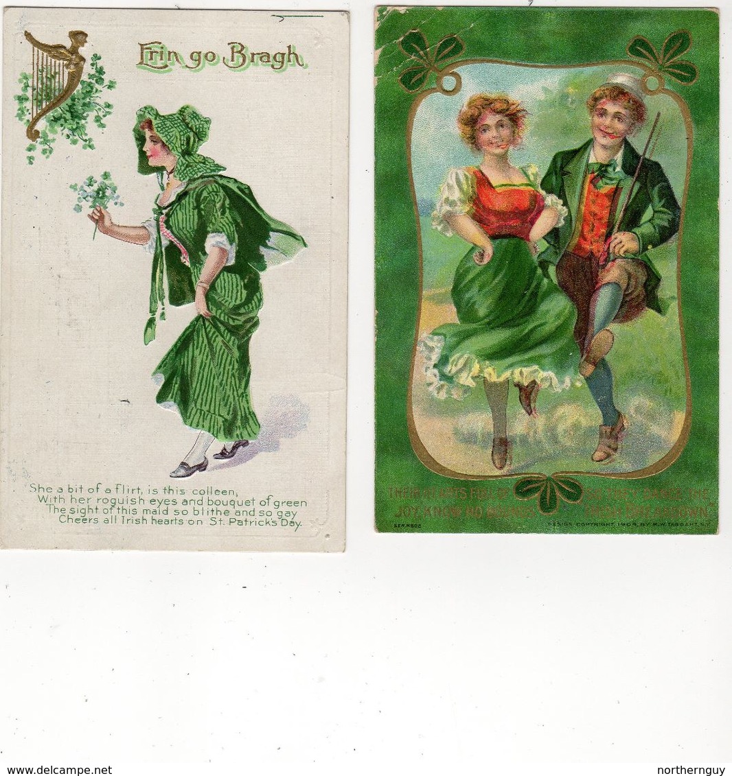 3 Different ST. PATRICK'S DAY Greeting, Pre-1920 Canada Postcards - Saint-Patrick's Day