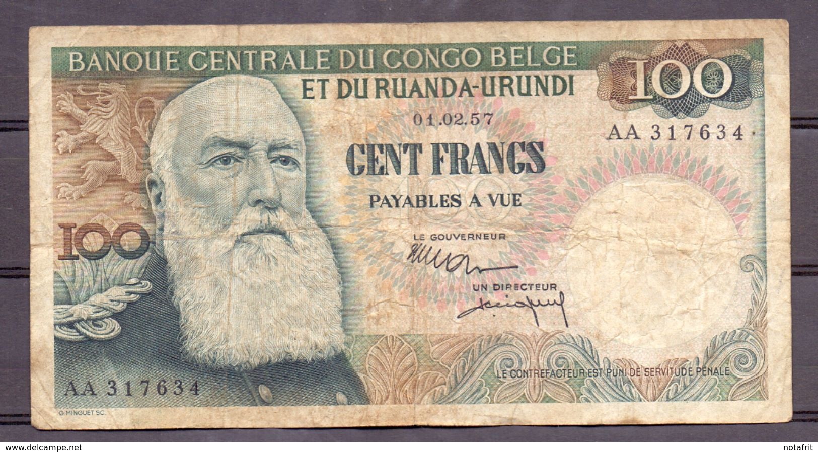 Belgian Congo Kongo 100 Fr 1957  Ruanda-urundi - Altri – Africa