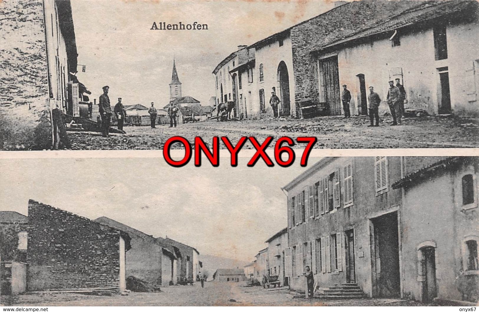 ALLENHOFEN -ALINCOURT (Ardennes) Centre Du Village Avec Militaires Allemands-Militaire-Guerre-14/18-Stempel-RARE - Autres & Non Classés