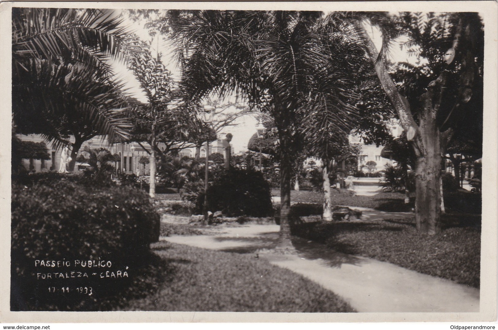 POSTCARD BRASIL BRAZIL - PASSEIO PÚBLICO - FORTALEZA - CEARÁ 1933 - Fortaleza