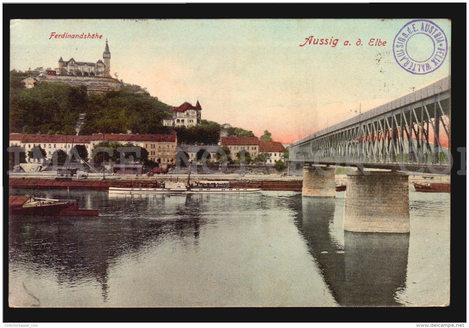 Auzzig Czech Bridge Österreichisch-Ungarische  Aussig  Cancel AK Ca1900 POSTCARD CPA (W4_4194) - Tschechische Republik