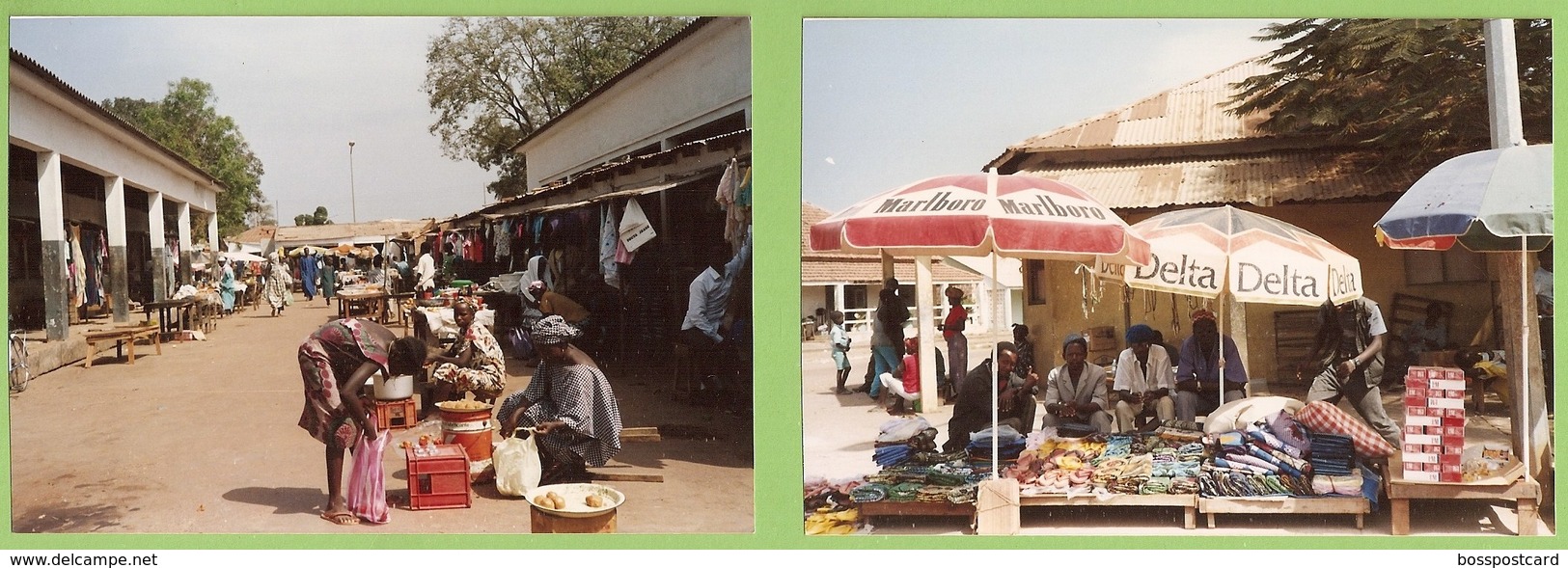 Bissau - Gabu - 2 REAL PHOTOS - Mercado - Ethnique - Ethnic - Publicidade - Marlboro - Café Delta - Guiné - Guinea-Bissau