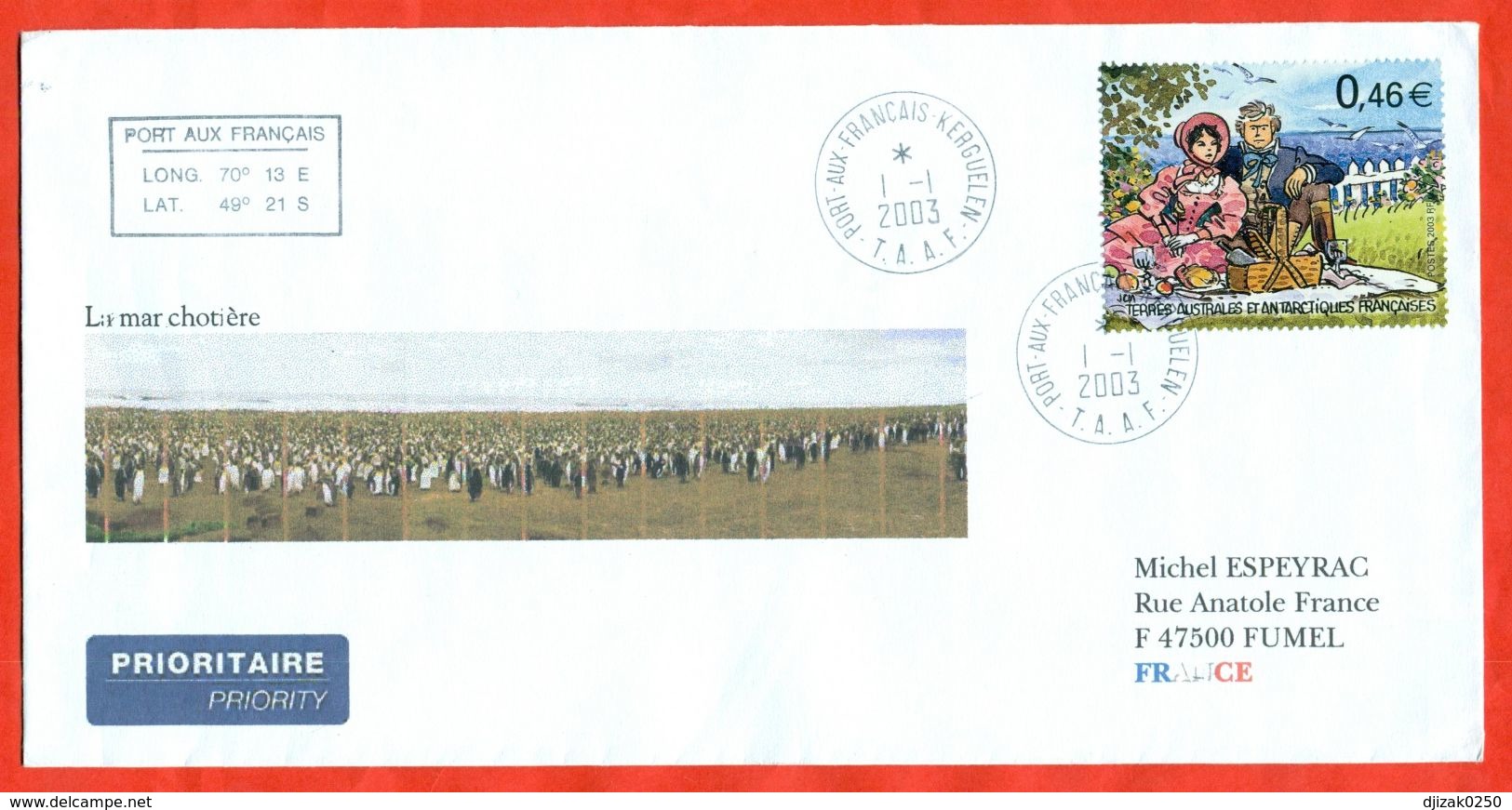 TAAF 2003. Birds. Envelopes Past The Mail. - Covers & Documents