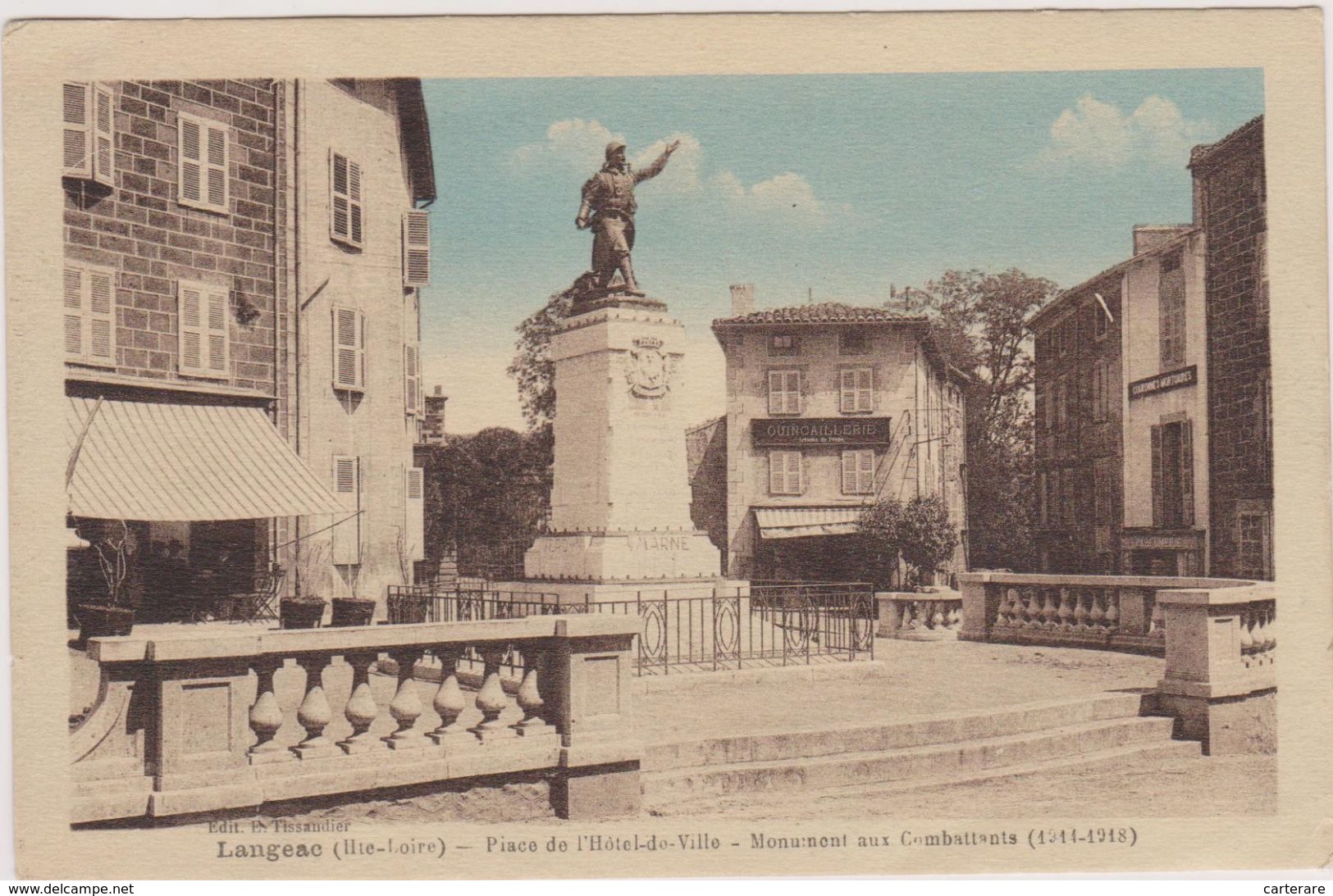Cpa,haute Loire,langeac,place De L'hotel De Ville, Monument Aux Combattants ,1er Guerre,fontaine,43 - Langeac