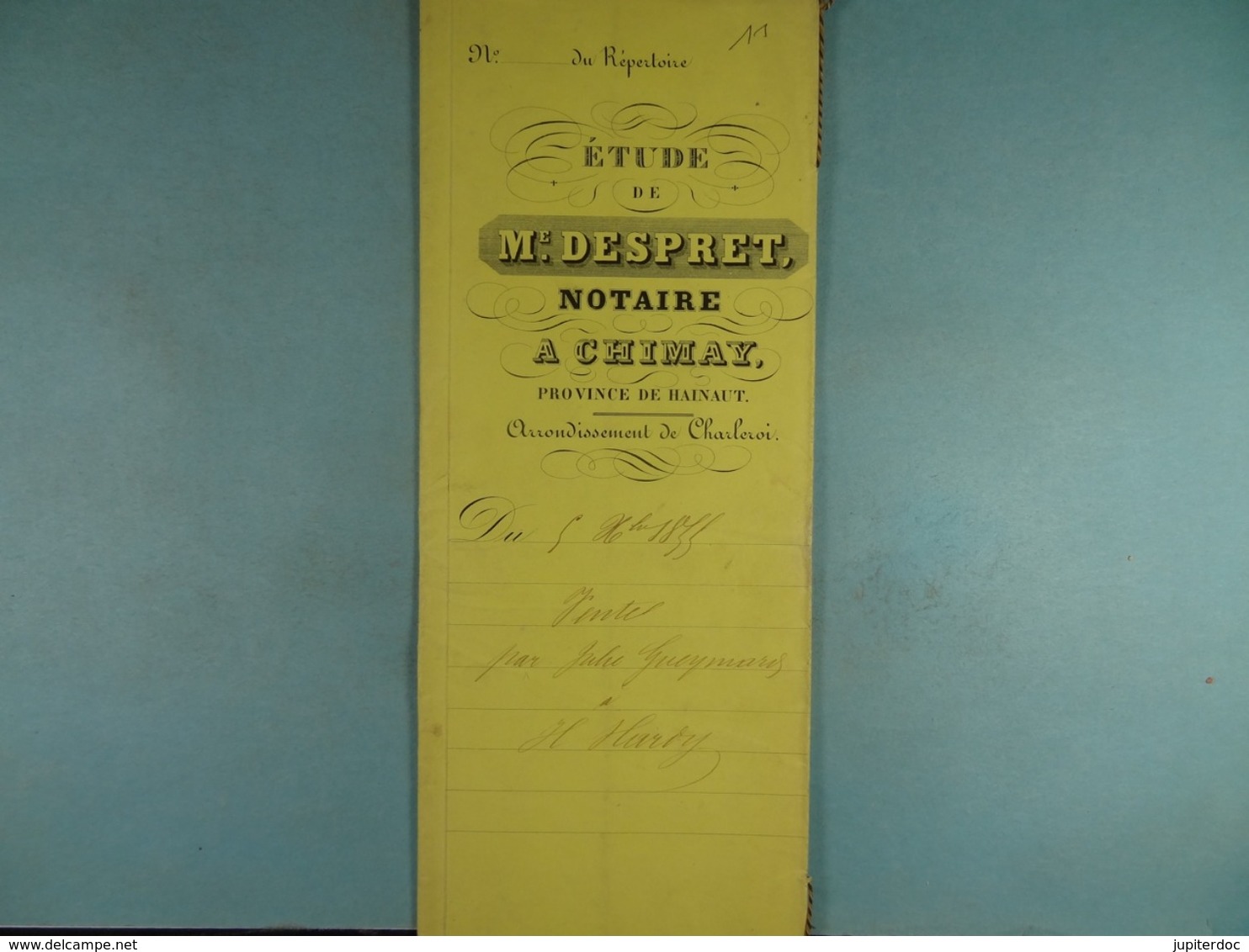 Acte Notarié 1855 Vente Par Gueymard De Chimay à Hardy De Vaulx /10/ - Manuscripten