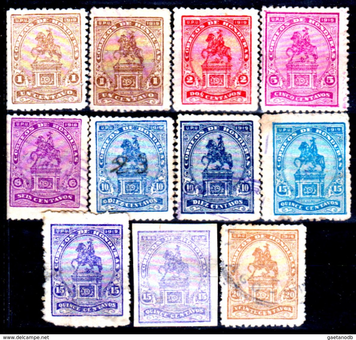 Honduras-0019 - 1919-1922: Valori Della Serie Y&T N.112-119 (+/sg/o) Hinged/NG/Used - - Honduras