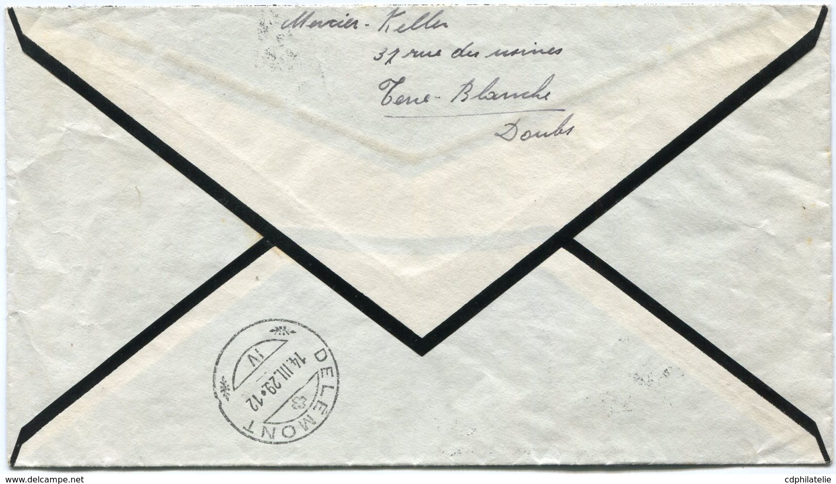 FRANCE LETTRE RECOMMANDEE DEPART HERIMONCOURT 13-3-29 DOUBS POUR LA SUISSE - Storia Postale