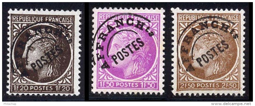 France Preo 1945 Yvert 91 - 91A - 93 ** TB - 1893-1947