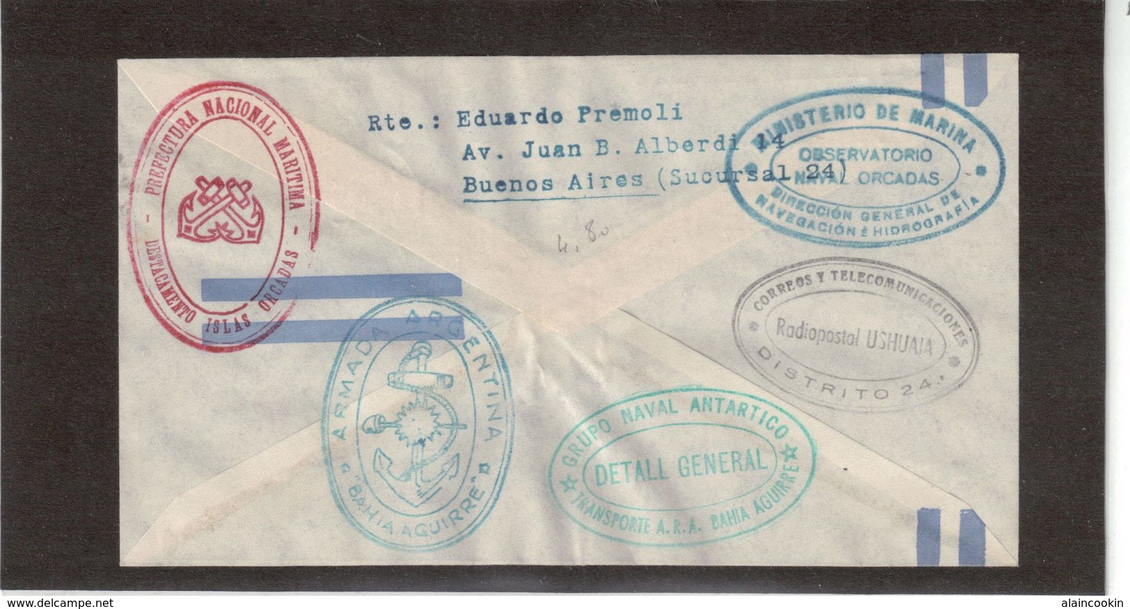 E5 - ARGENTINE Sur Timbre UNESCO Cachets Polaires Divers - CERTIFICAT - 2 Scans - TRES BIEN. - Lettres & Documents