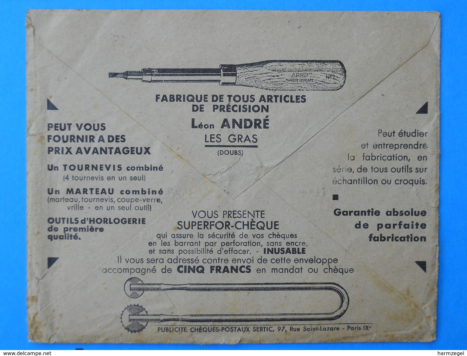 Giro Envelope, Bank Envelope,  Cheque, Screwedriver, Tools, Instruments - Factories & Industries