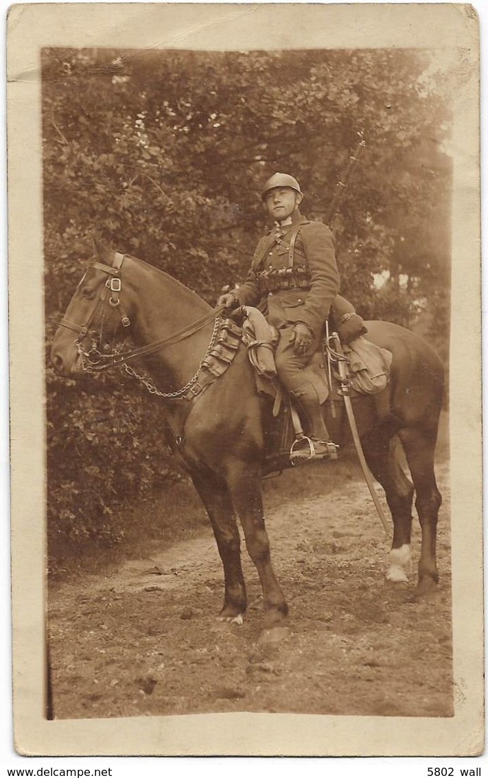 Photo-carte : Un Cavalier Belge En Tenue De Campagne - Personnages