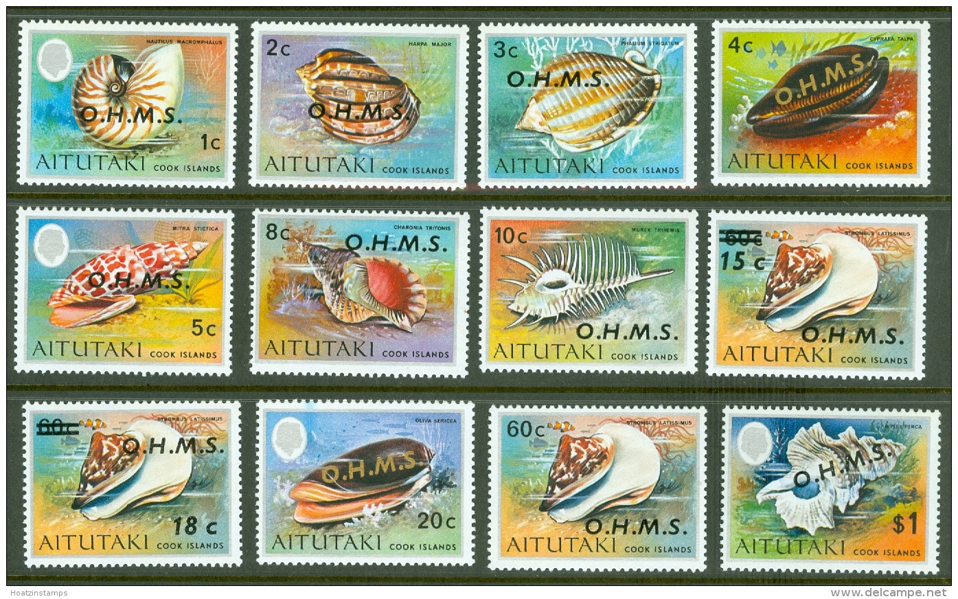 Aitutaki: 1978/79   Official - Marine Life 'O.H.M.S.' OVPT Set   SG O1-16   MNH - Aitutaki