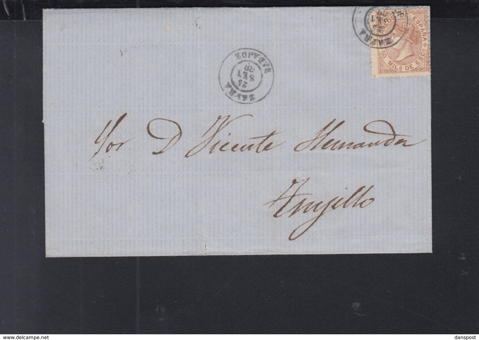 Spain Cover 1868 Zafra To Trujillo - Lettres & Documents