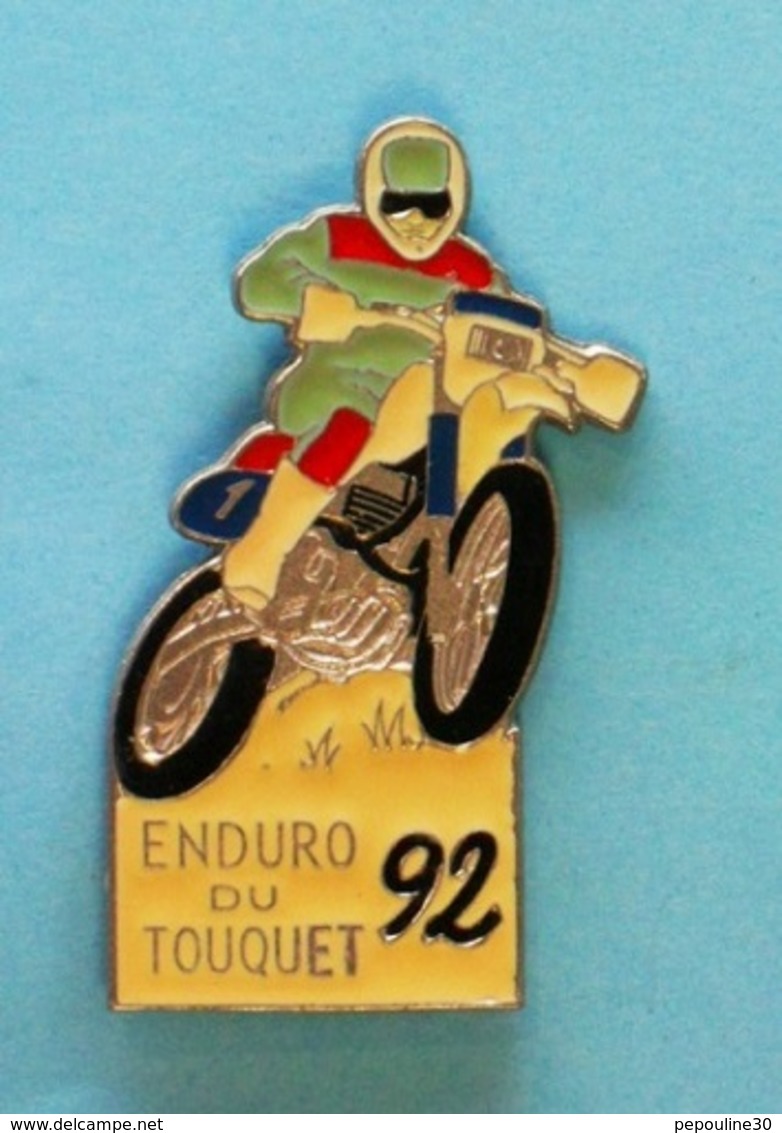 1 PIN'S //  ** ENDURO DU TOUQUET / 92 ** . (Vainqueur: Yann Guedard Kawasaki) - Motorbikes