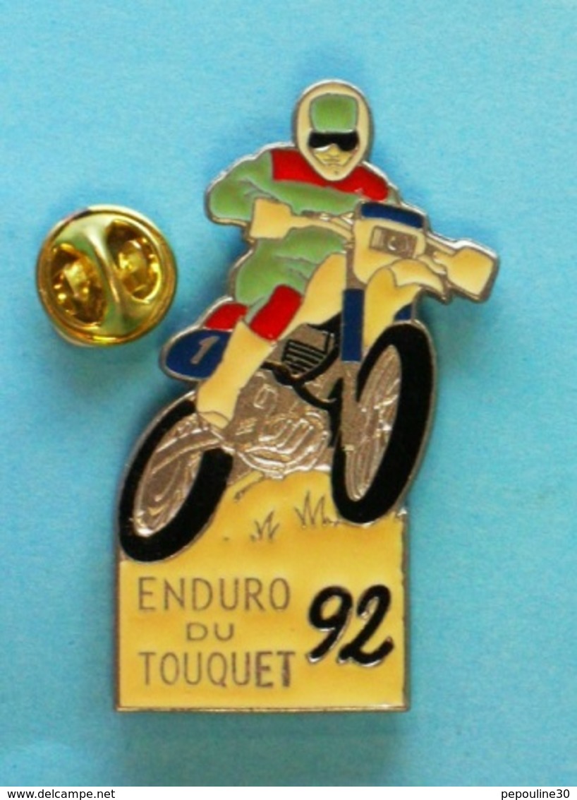 1 PIN'S //  ** ENDURO DU TOUQUET / 92 ** . (Vainqueur: Yann Guedard Kawasaki) - Motorbikes