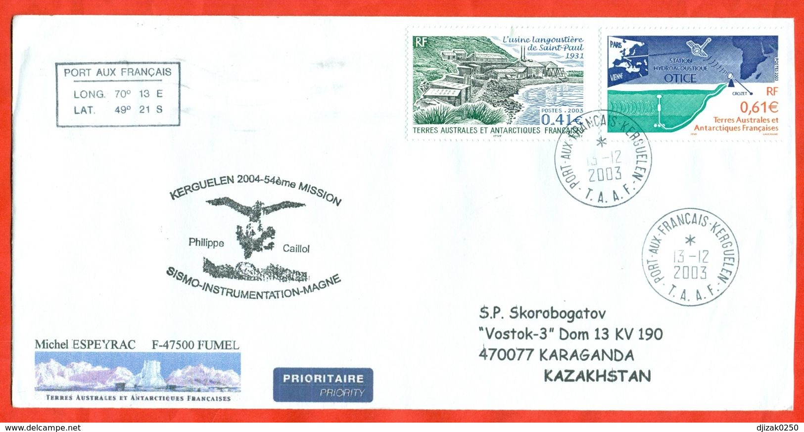 TAAF 2003. Espace. Envelopes Past The Mail. - Covers & Documents