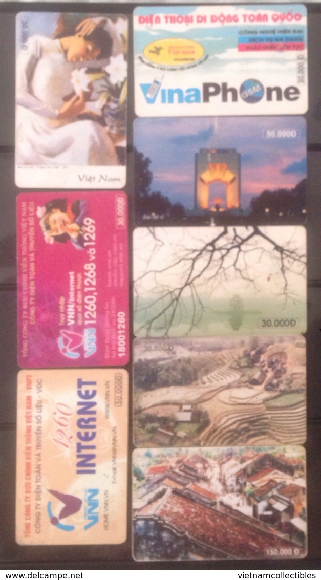 Lot Of 8 Used Vietnam Viet Nam Chip Phonecard Card Cards : Landscape / Art / 2 Photo With Backside - Vietnam