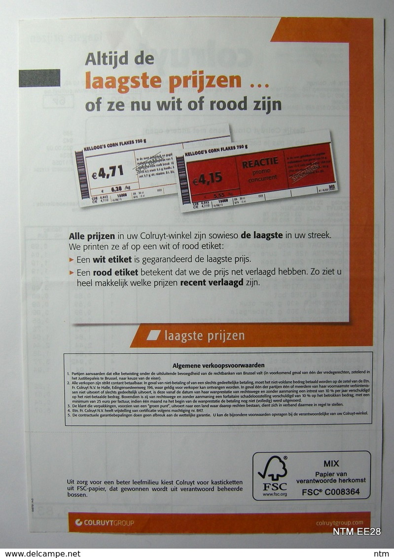 BELGIUM 2014 Colruyt Groccery Store Bill - Levensmiddelen