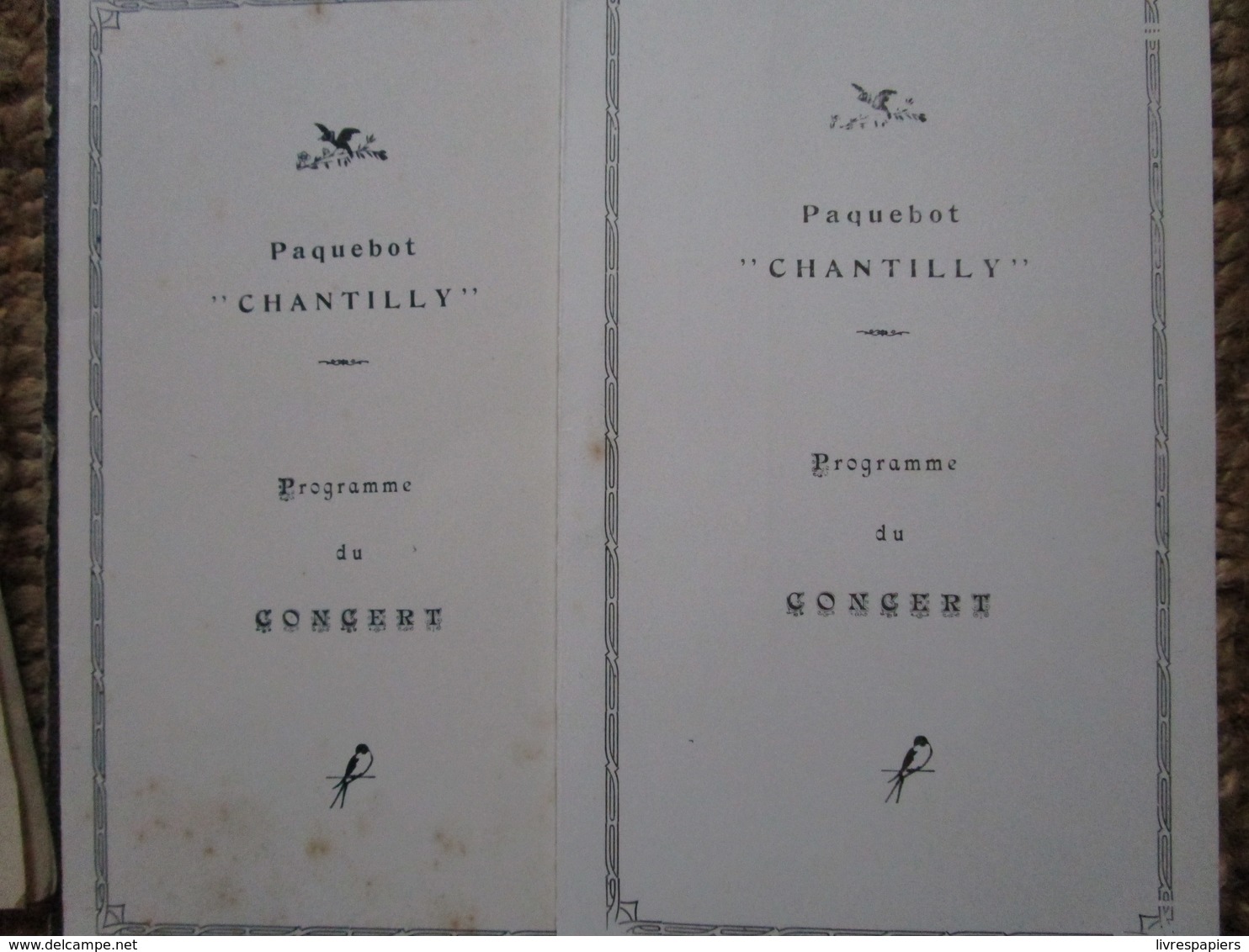 Messageries Maritimes  Liste Des Passagers Paquebot Chantilly 22 Juillet 1931 Ligne Indochine + 2 Programes Concert - Menükarten