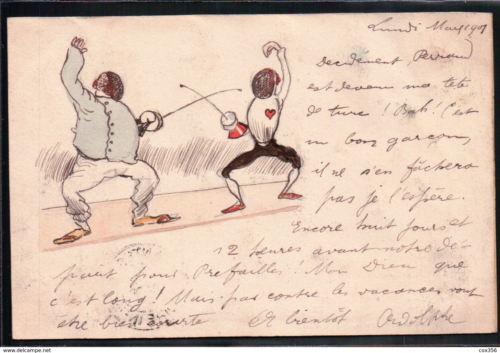 CPA ILLUSTRATEUR  COMBAT D'ESCRIME - Fencing