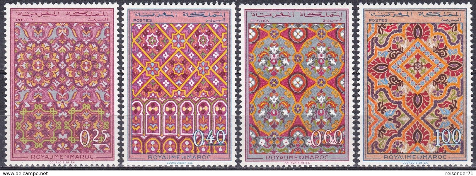 Marokko Morocco 1968 Kunsthandwerk Weberei Jacquard Trachten Gürtel Schärpen Kleidung Damast Fes, Mi. 624-7 ** - Marokko (1956-...)