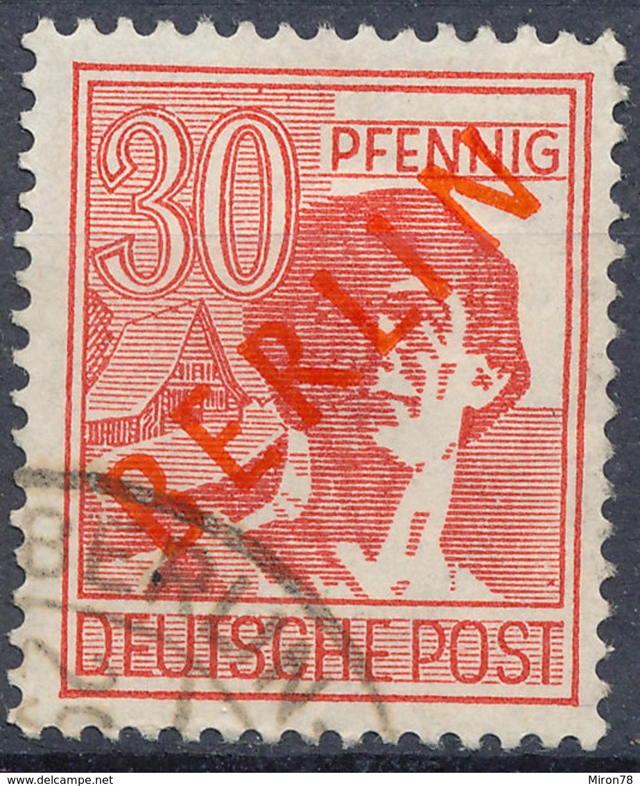 GERMANY BERLIN 1949  RED OVERPRINT 30PF USED - Gebraucht