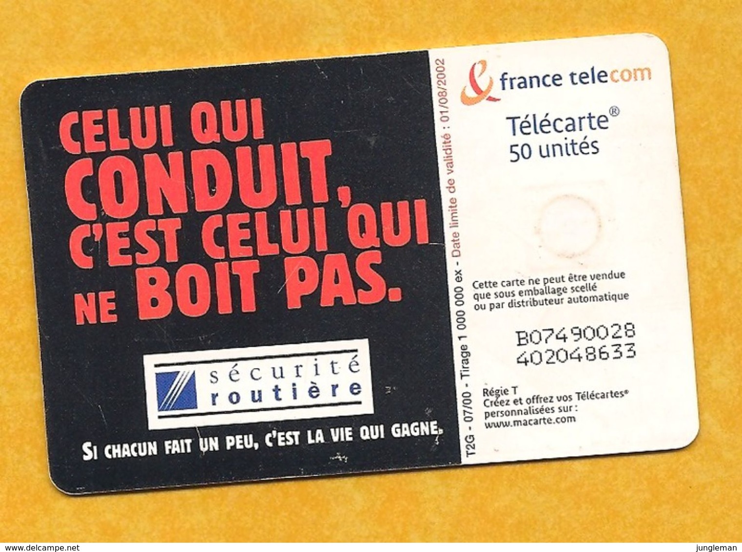 Télécarte 50 Unités - Sécurité Routière - Vous Avez Bu ... 2000 - 2000