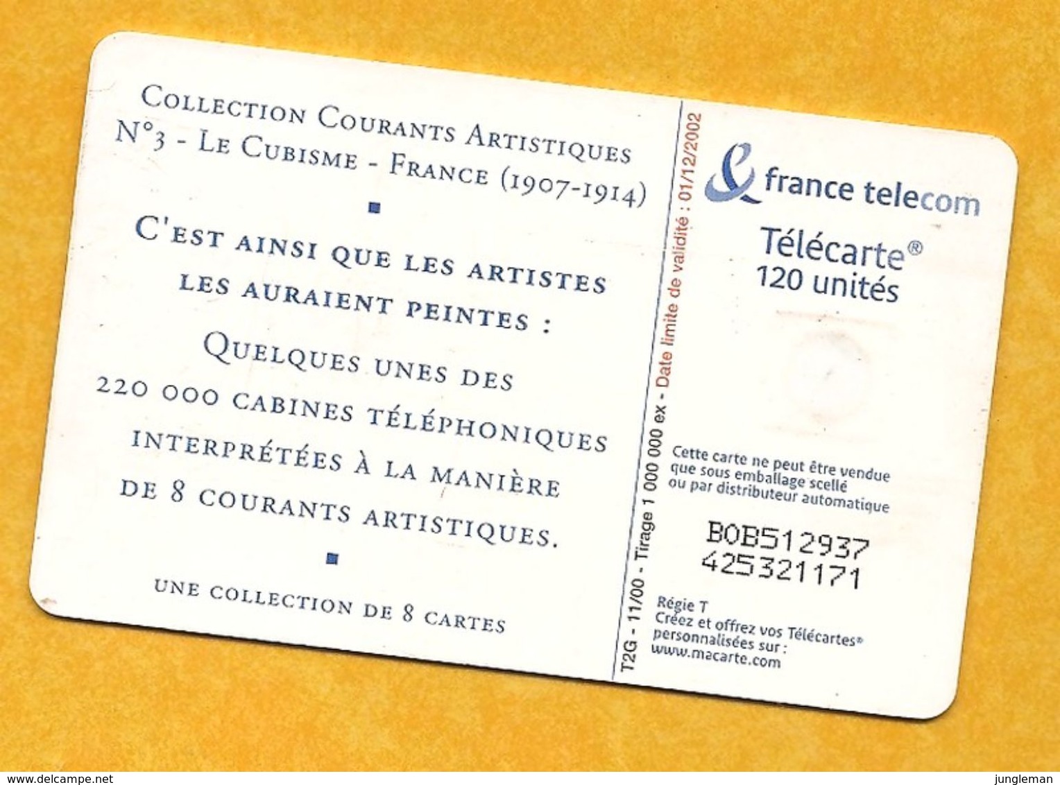 Télécarte 120 Unités - Collection Courants Artistiques N° 3 - Le Cubisme - 2000 - 2000