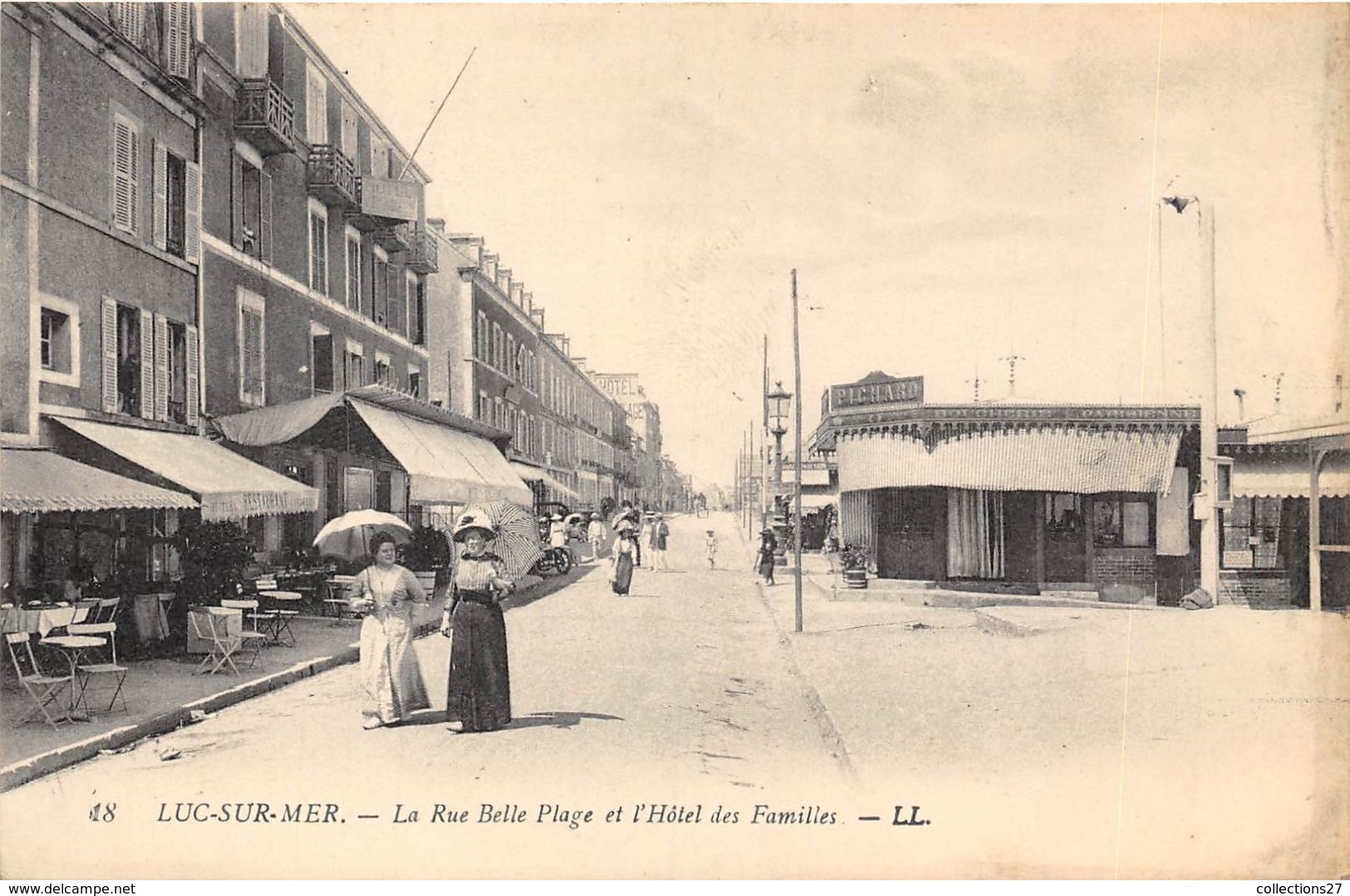 14-LUC-SUR-MER- LA RUE BELLE PLAGE ET L'HÔTEL DES FAMILLES - Luc Sur Mer