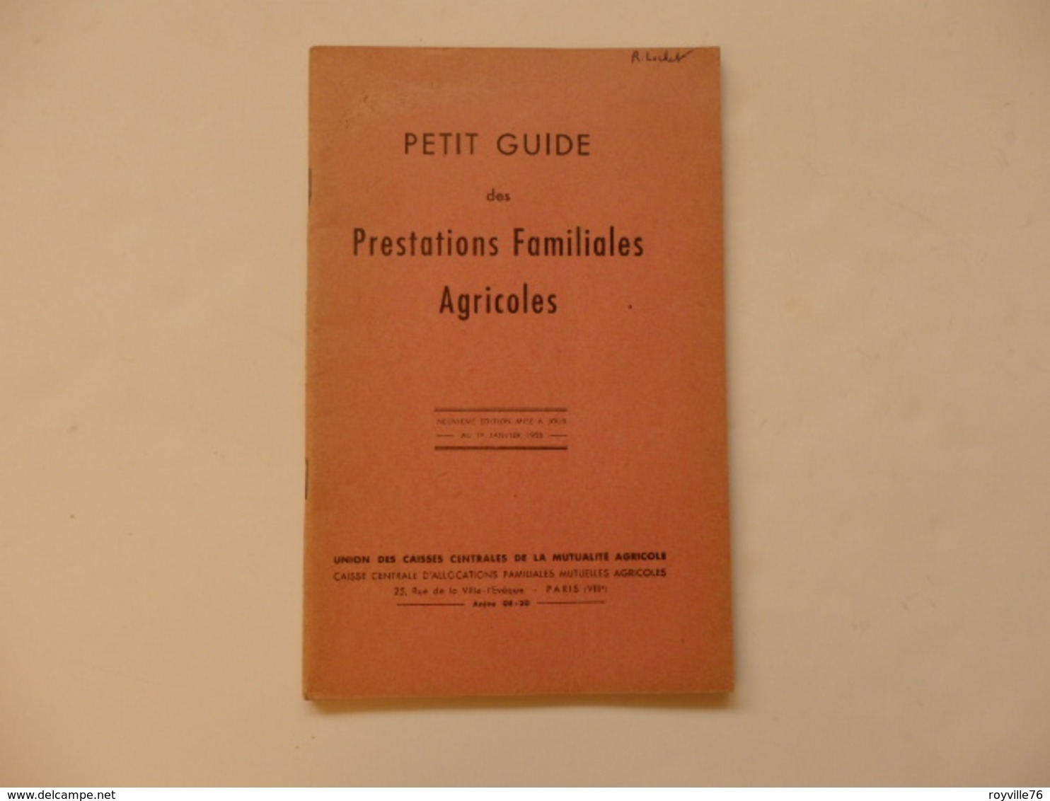 Guide Des Prestations Familiales Agricoles De 1958. - Other & Unclassified