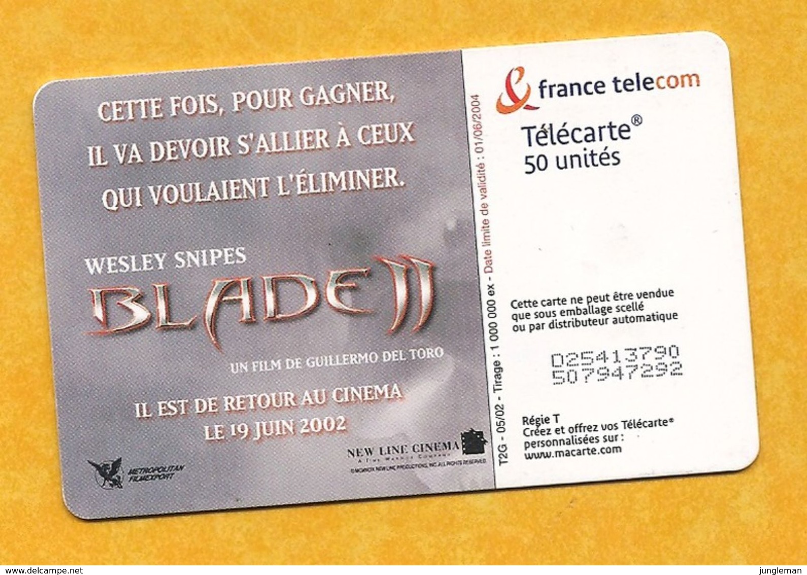 Télécarte 50 Unités - Blade 2 - Wesley Snipes - 2002 - 2002