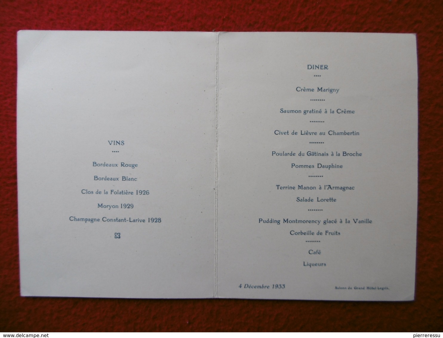 CHAMPAGNE MOET ET CHANDON MENU 1933 AUTOGRAPHES - Menus