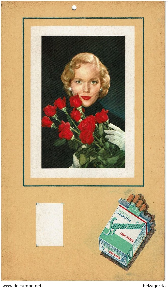 PUBLICITE CIGARETTES SUPERMINT MENTOL CARK TIPPED  - PIN UP ( Photo Collée ) Plaque En Carton - Paperboard Signs