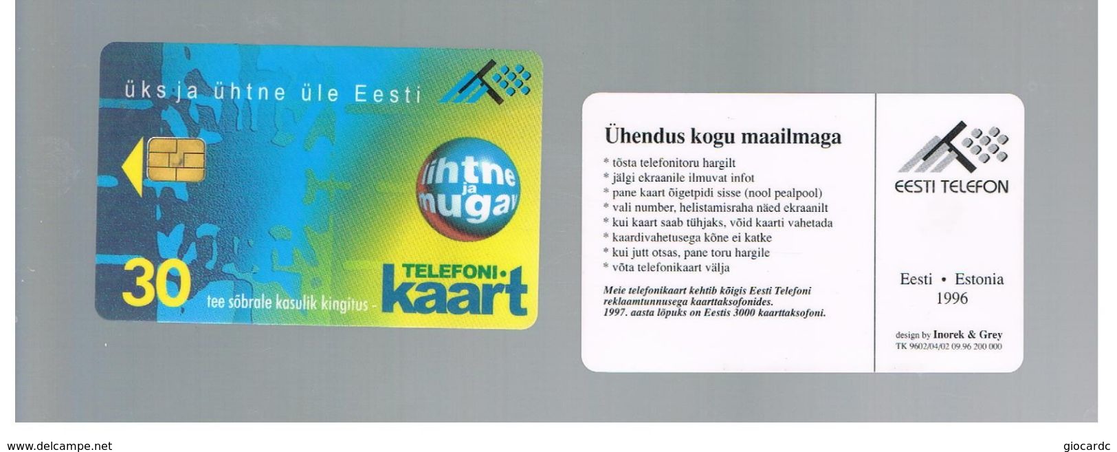 ESTONIA -  EESTI TELEFON  -   1996 PROMOTION ISSUE 9.96 NO CODE ON BACK    - USED - RIF.10548 - Estonia