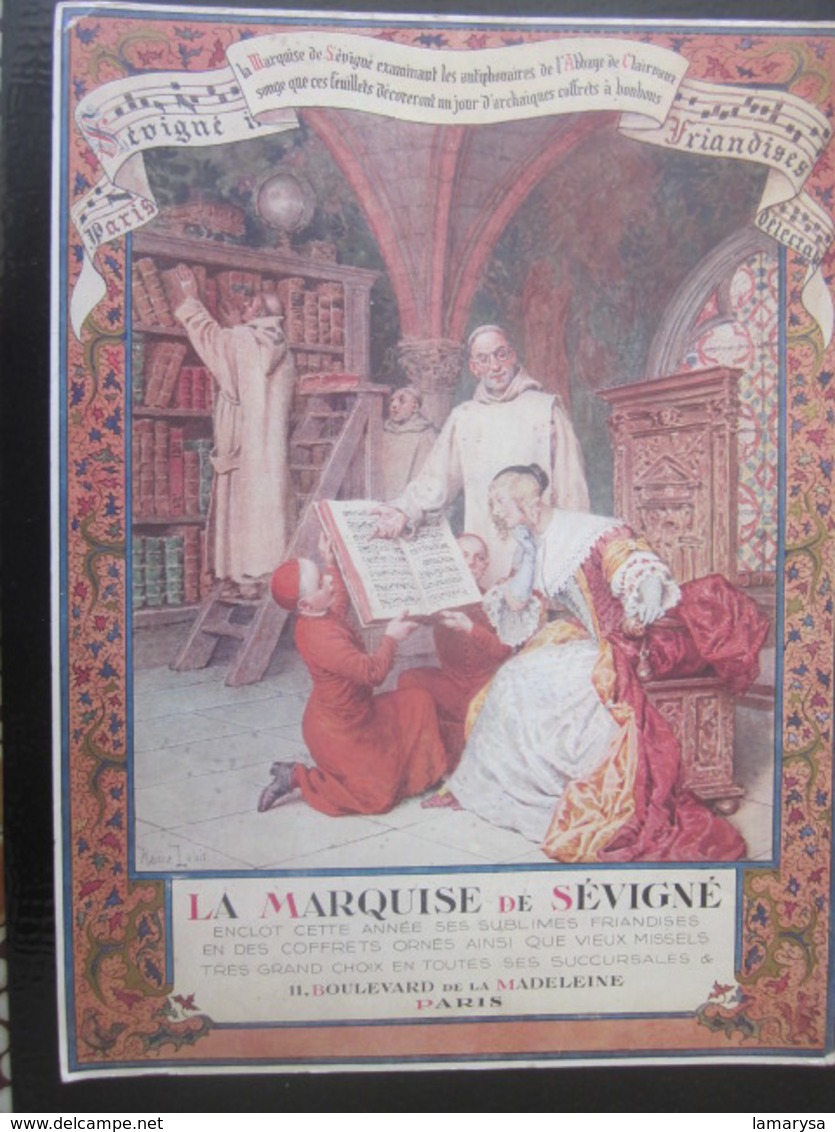 BOUTIQUE DE LA MARQUISE DE SÉVIGNÉ 11bd MADELEINE PARIS-CHOCOLAT FRIANDISES-COFFRETS ORNÉS-ANCIENNE AFFICHE PUBLICITAIRE - Pappschilder