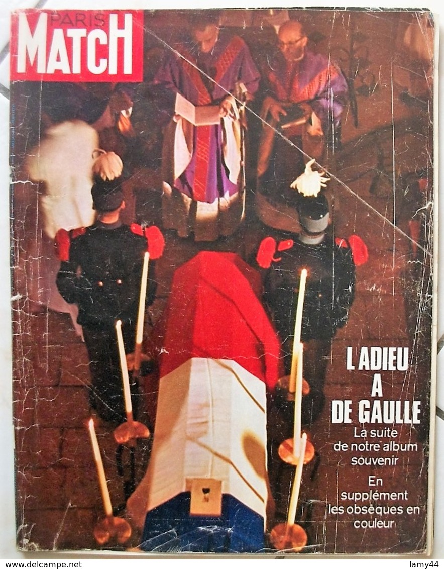 Paris Match N°1125 28 Novembre 1970 L'adieu à De Gaulle(état Moyen Et Sans Supplément) - 1950 - Nu