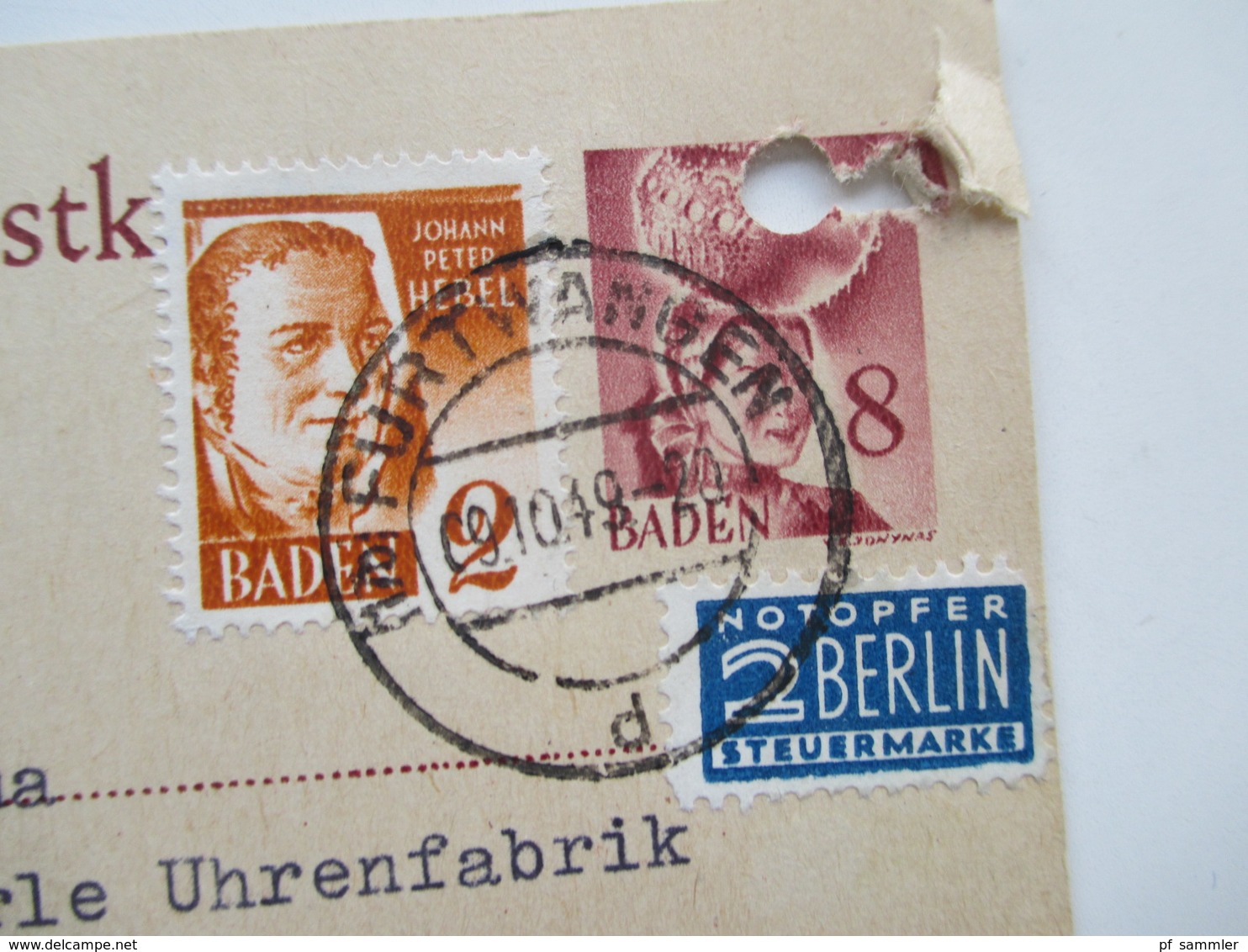 All. Besetzung Franz. Zone Baden 1949 Freimarken 9 Postkarten / Firmenkorrespondenz! MeF / EF / MiF